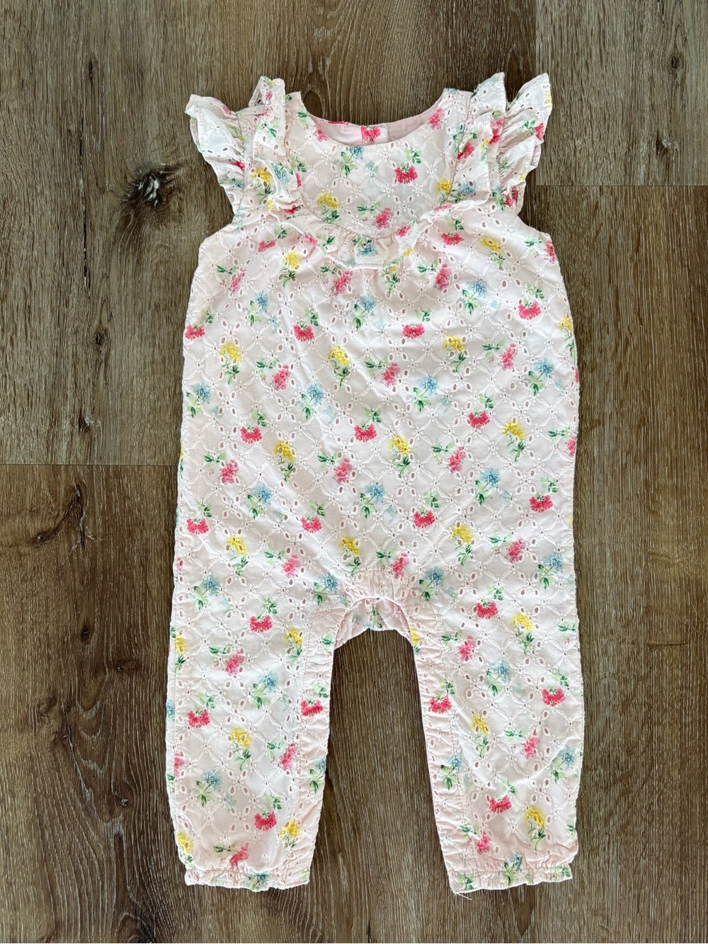 Janie and Jack Floral Pink Eyelet Jumpsuit Size: 12-18 months |Vacation